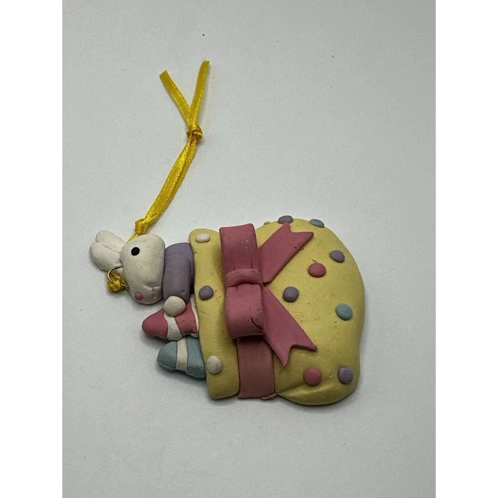 Silvestri Handcrafted Bunny Gift Sack Ornament Pastel Polka Dot Vintage Easter
